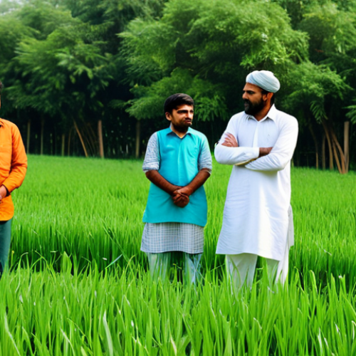 **

"A group of Pakistani farmers attentively watching an agricultural expert demonstrate modern farming techniques in a lush green field, appropriate attire, safe for work, professional, family-friendly, correct proportions, perfect anatomy, well-formed hands, natural light, high quality."

**