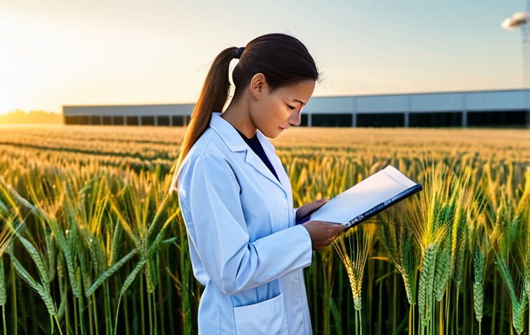 농업기술 자격증 독학 가능한가 - **Prompt 1:** A professional female agricultural scientist in modest clothing, examining a healthy w...