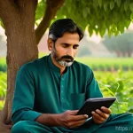 농업기술 자격증 대비 온라인 강의 - **Prompt:** A dignified Pakistani male farmer in his late 40s, wearing a traditional shalwar kameez,...