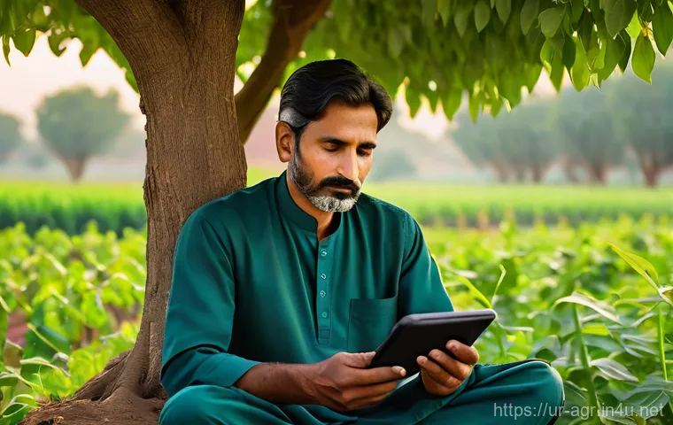 농업기술 자격증 대비 온라인 강의 - **Prompt:** A dignified Pakistani male farmer in his late 40s, wearing a traditional shalwar kameez,...