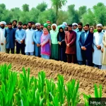 농업기술 자격증 취득 팁 총정리 - A modern agricultural training center in rural Pakistan during daylight, showing diverse group of ad...