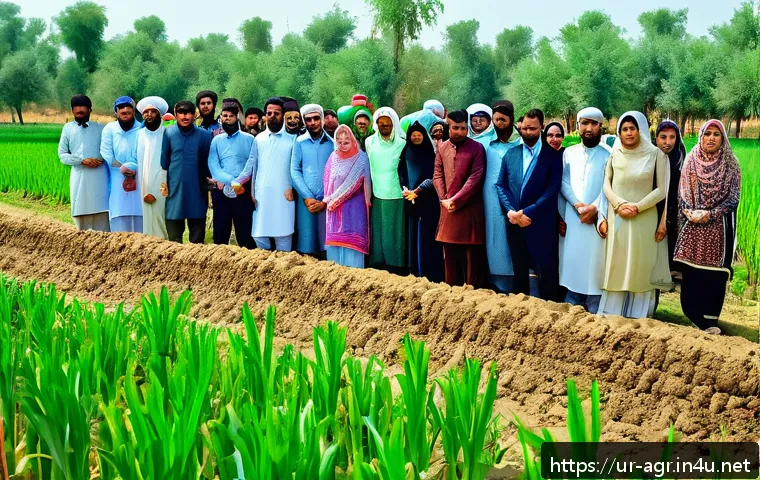 농업기술 자격증 취득 팁 총정리 - A modern agricultural training center in rural Pakistan during daylight, showing diverse group of ad...